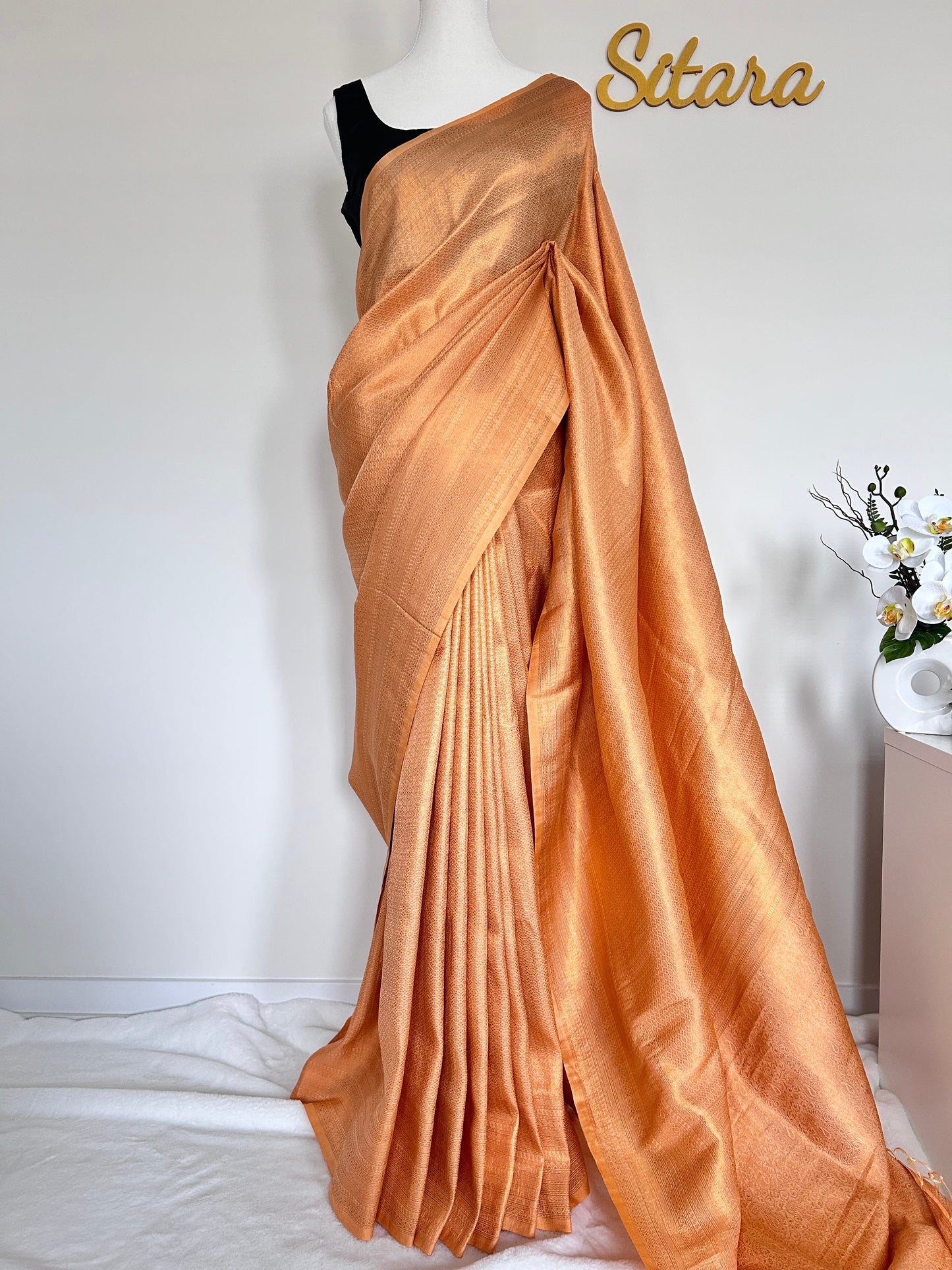 Golden Peach Soft Mixed Silk saree