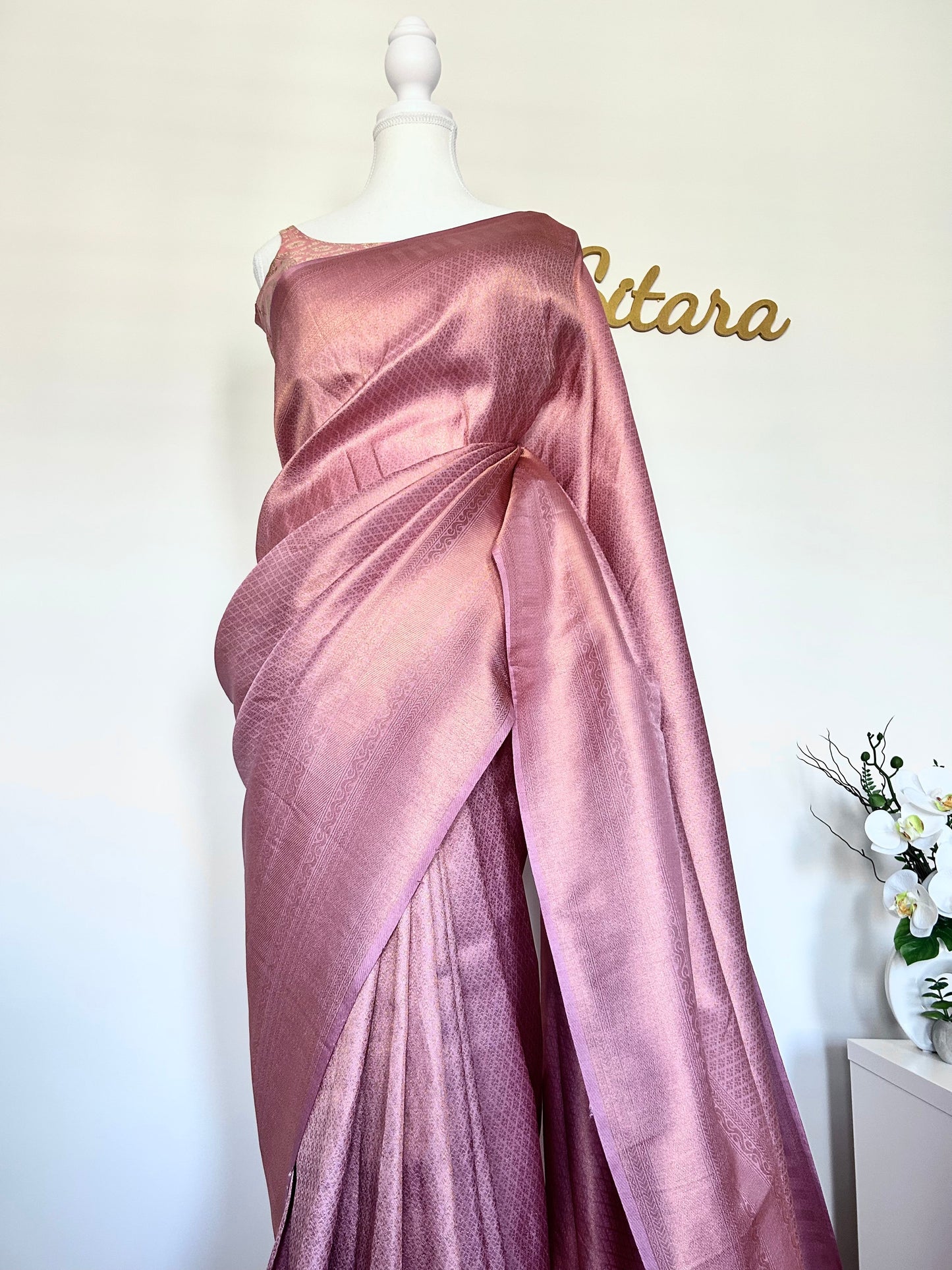 Rose Gold Pink Soft Mixed Silk saree