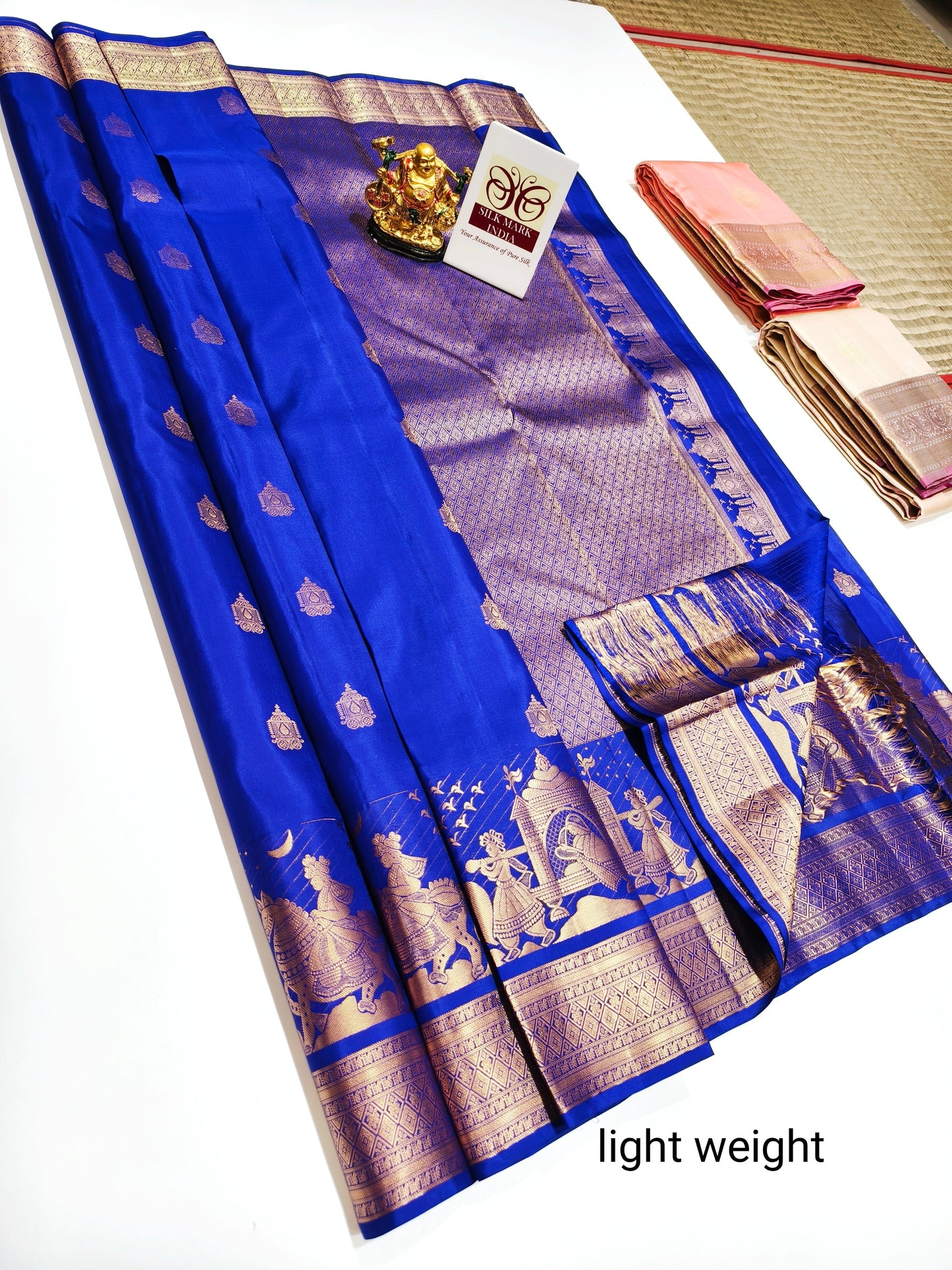 Pure Kanchipuram Soft Silk Saree in Royal Blue with Pallaku Border
