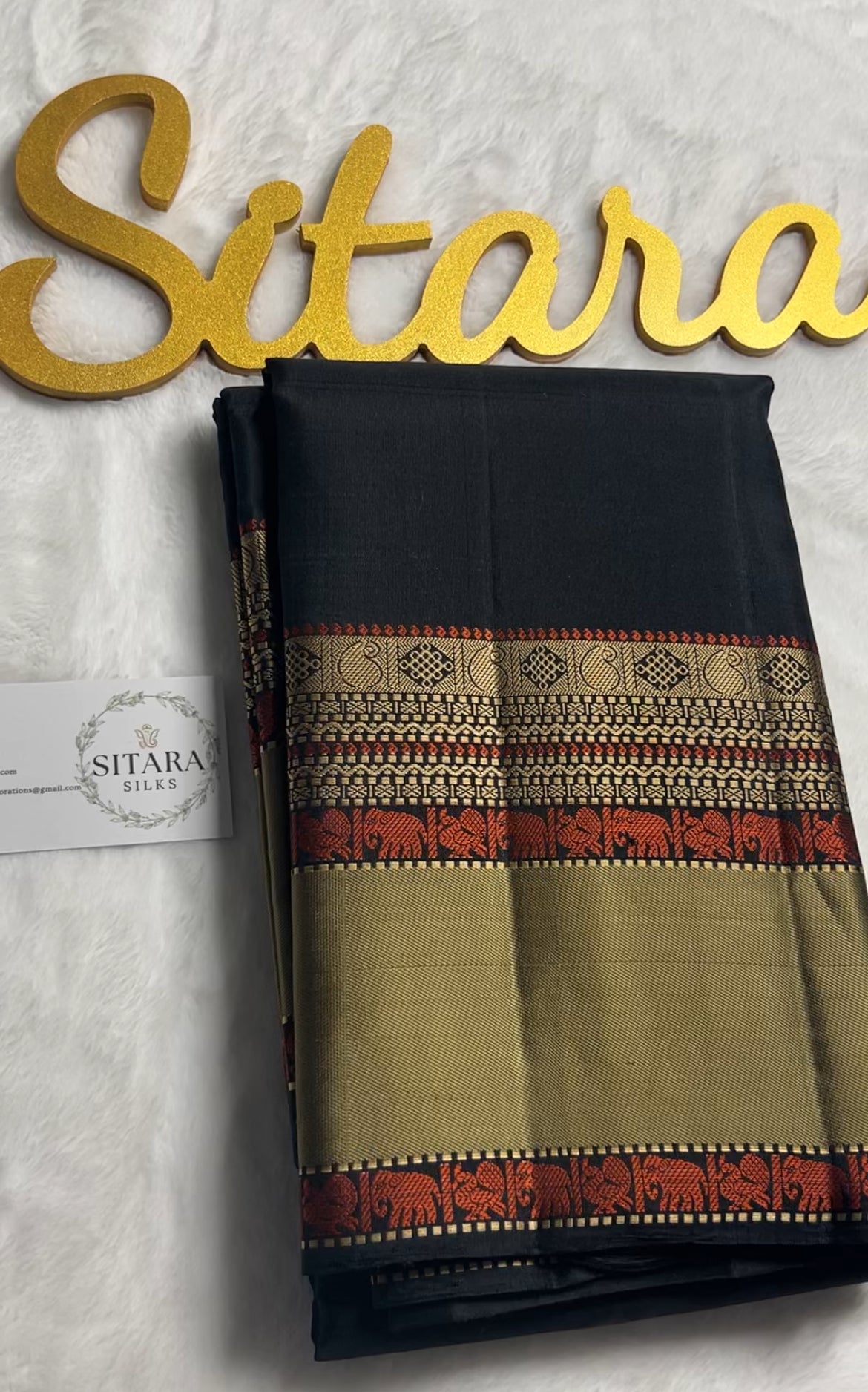 . Pure Kanchipuram Handloom Silk Saree – X Black