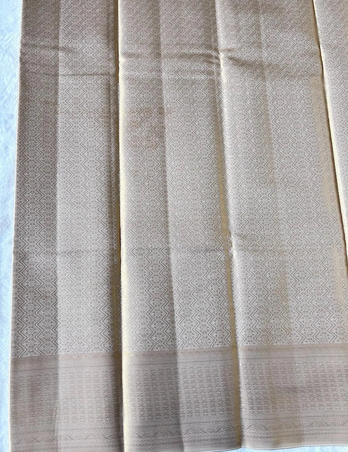 . Semi Kanchipuram Bridal Premium Tissue Silk Saree – Golden/ Champagne