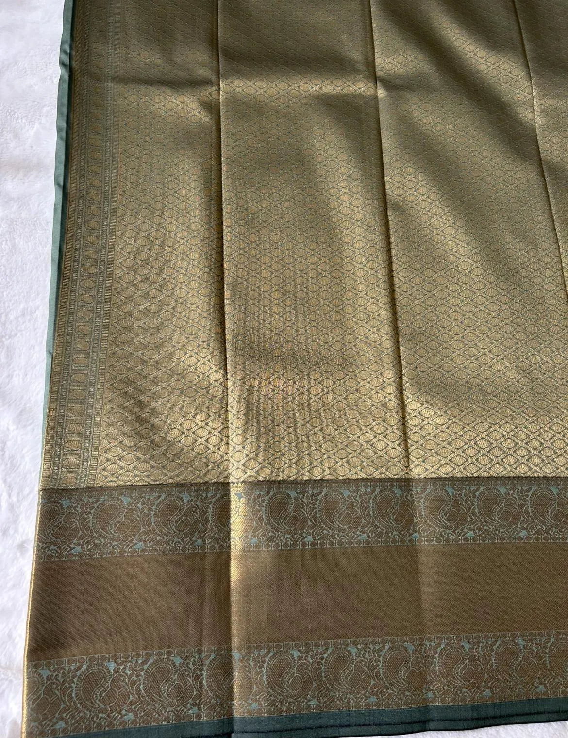 . Semi Kanchipuram Premium Silk Saree – Sage