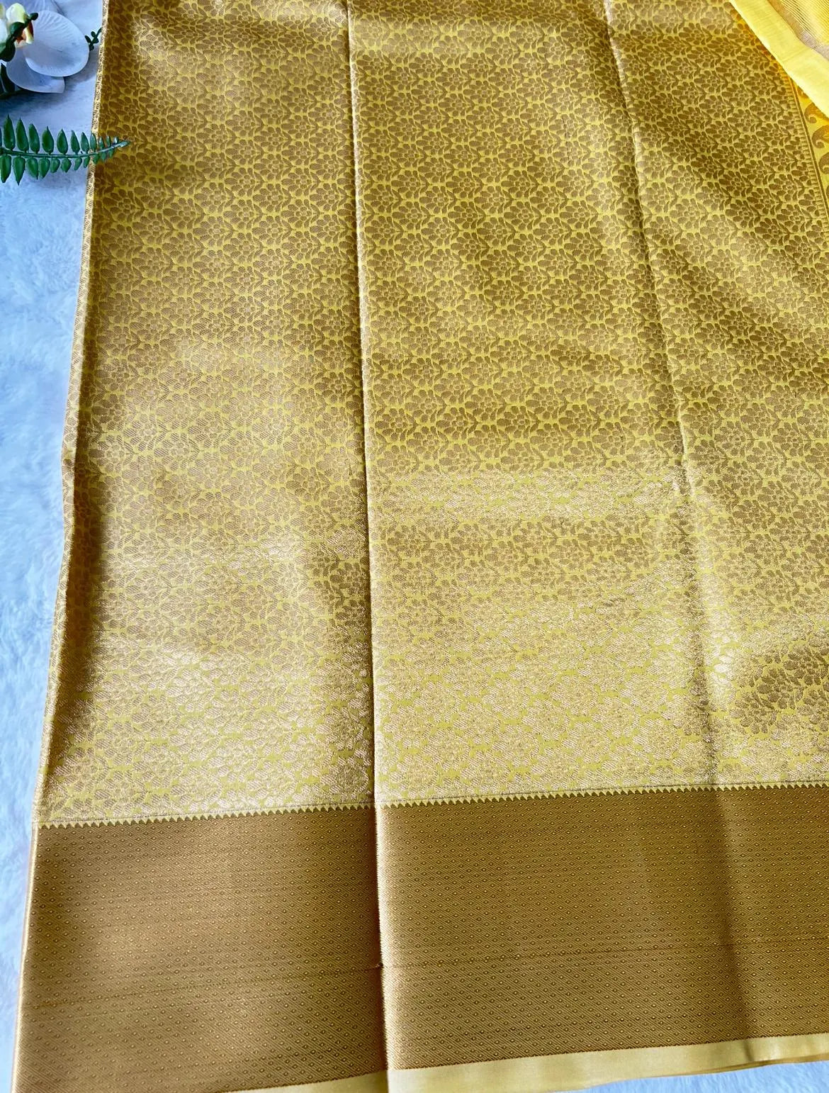 . Semi Kanchipuram Premium Silk Saree – YELLOW