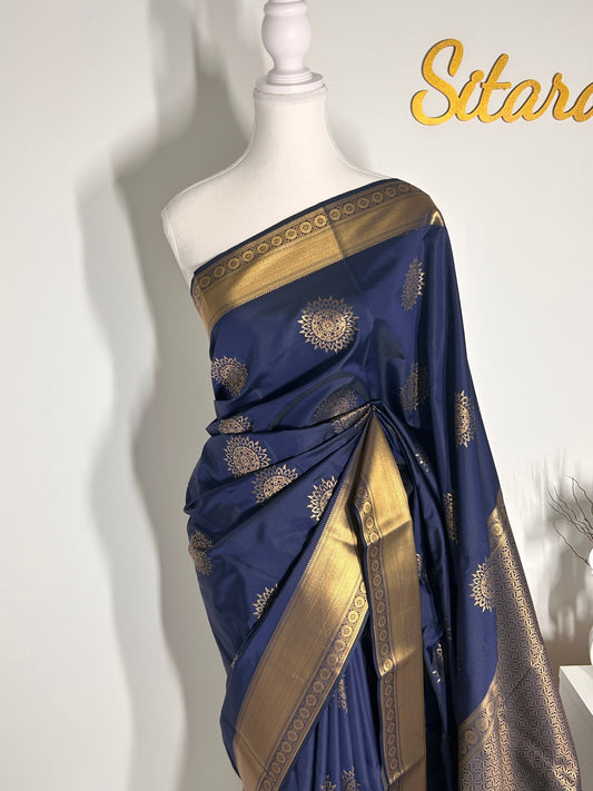 Kanchipuram Premium Semi Silk Saree – Navy