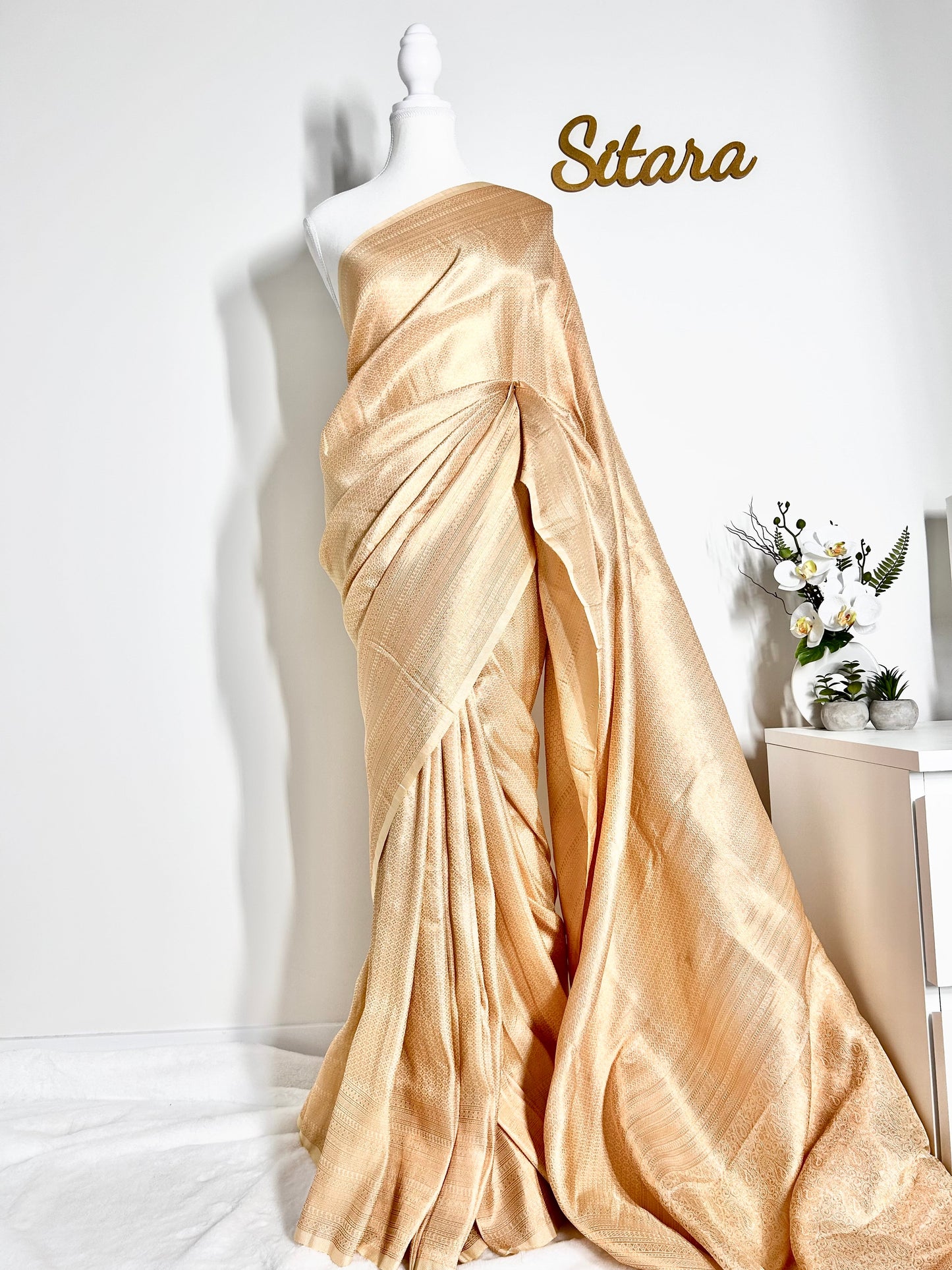 Golden Cream Soft Mixed Silk saree