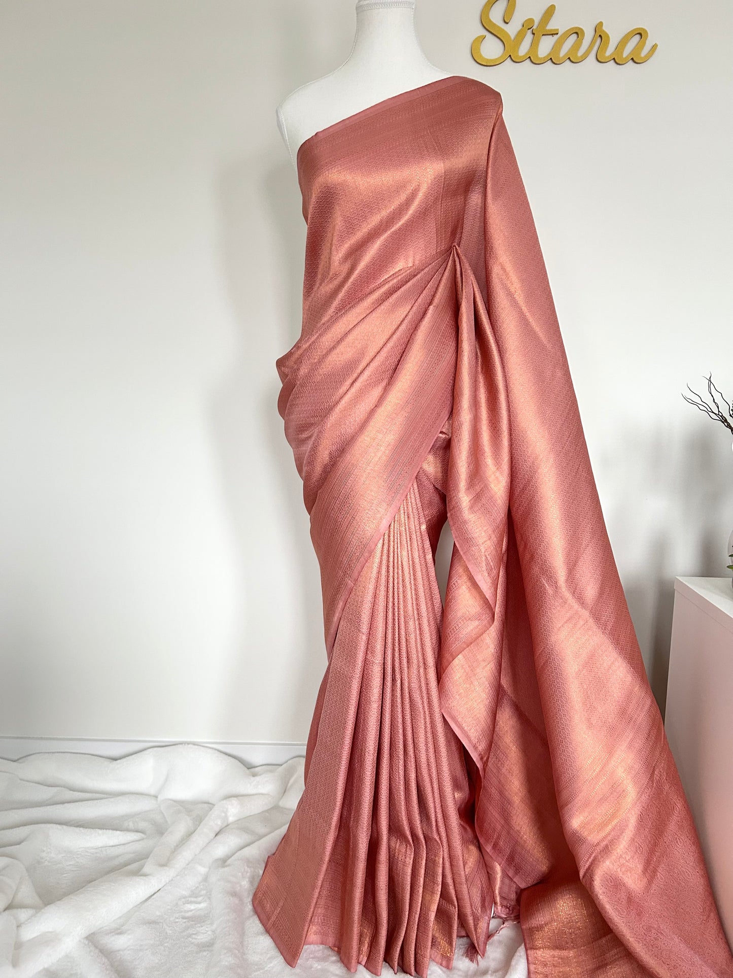 Rose Gold Pink Soft Mixed Silk saree