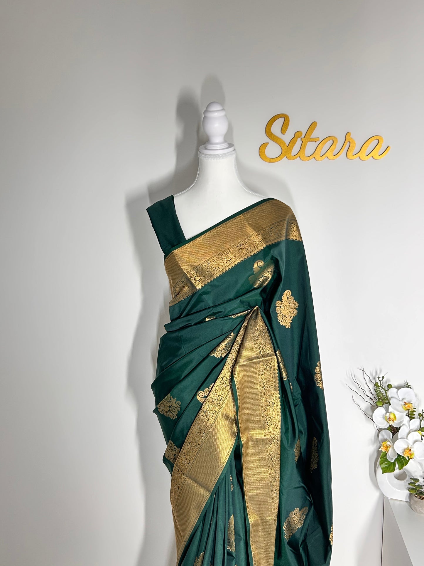 Kanchipuram Premium Semi Silk Saree – Bottle Green