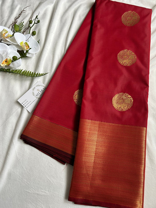 . Semi Kanchipuram Premium Silk Saree – Red