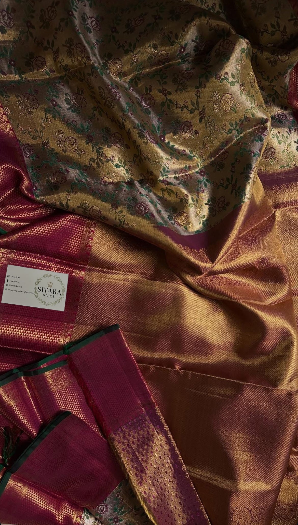 . Pure Kanchipuram Handloom Silk Saree - Tissue Brocade