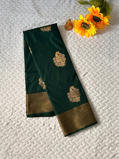 Kanchipuram Premium Semi Silk Saree – Bottle Green