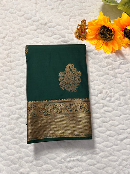 Kanchipuram Premium Semi Silk Saree – Bottle Green