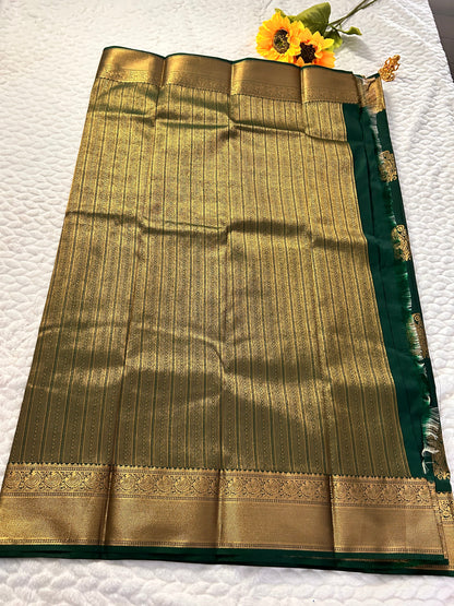 Kanchipuram Premium Semi Silk Saree – Bottle Green