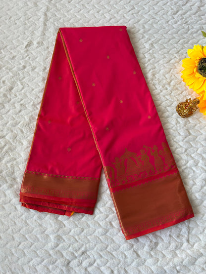 Kanchipuram Premium Semi Silk Saree – Pinkish Orange