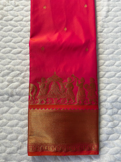 Kanchipuram Premium Semi Silk Saree – Pinkish Orange