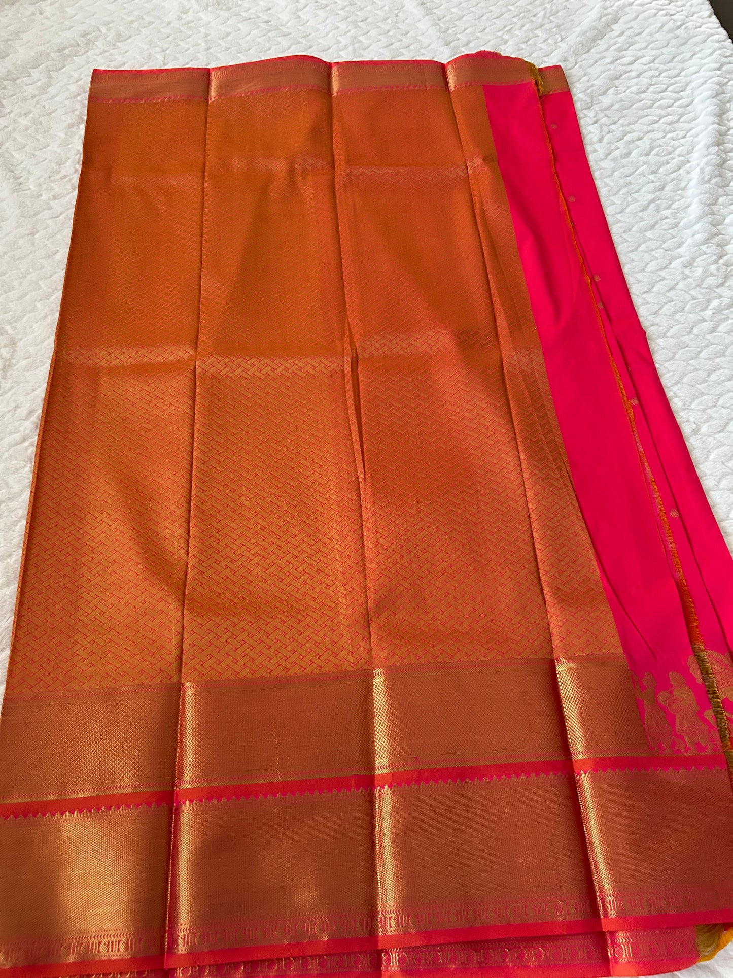 Kanchipuram Premium Semi Silk Saree – Pinkish Orange