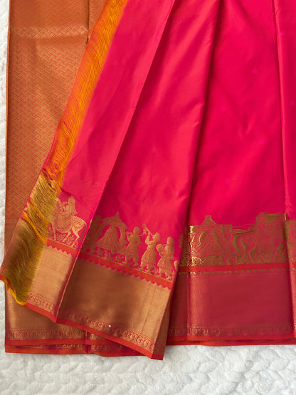 Kanchipuram Premium Semi Silk Saree – Pinkish Orange