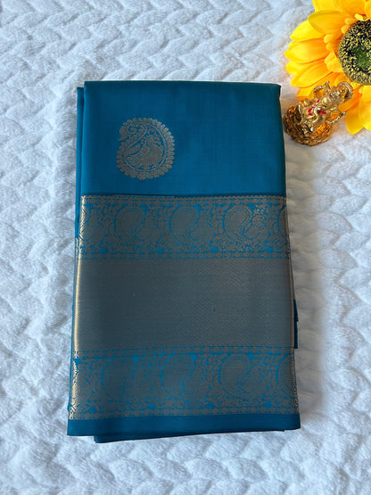 Kanchipuram Premium Semi Silk Saree – Ocean Blue