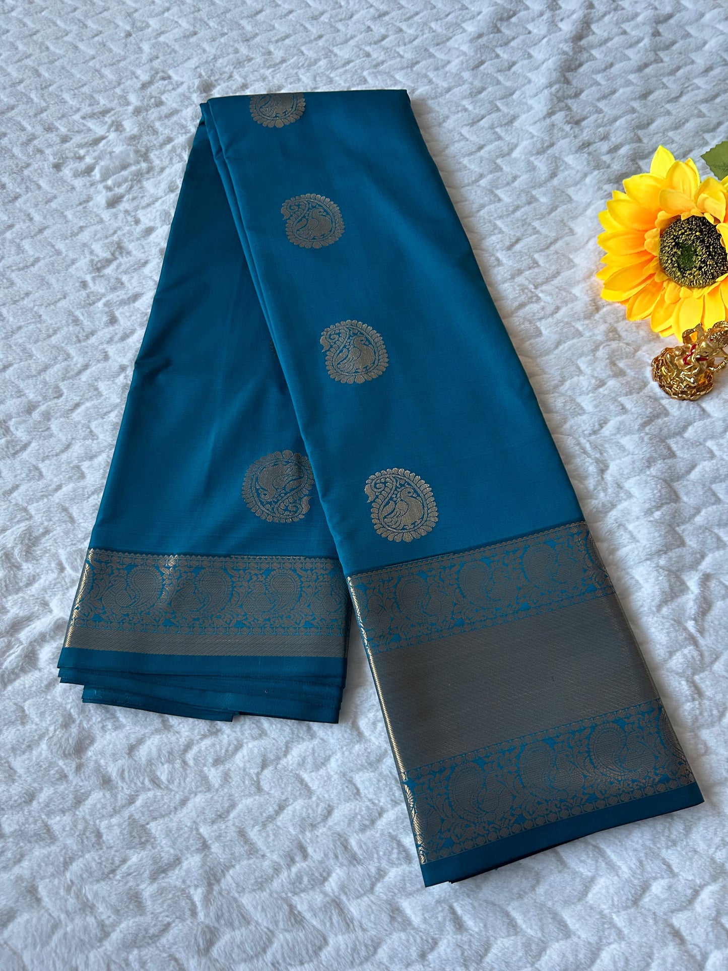 Kanchipuram Premium Semi Silk Saree – Ocean Blue