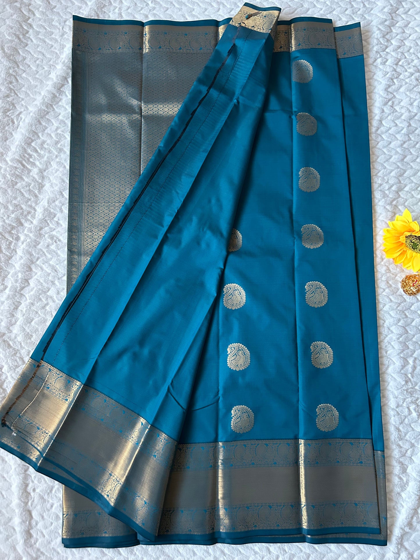 Kanchipuram Premium Semi Silk Saree – Ocean Blue