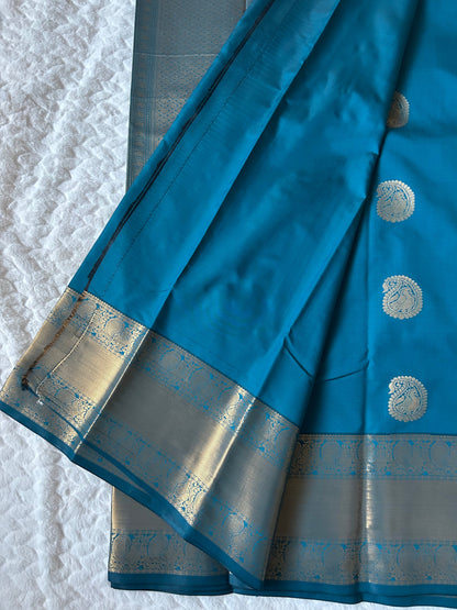 Kanchipuram Premium Semi Silk Saree – Ocean Blue