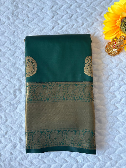 Kanchipuram Premium Semi Silk Saree – Bottle Green