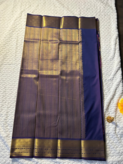 Kanchipuram Premium Semi Silk Saree – Indigo