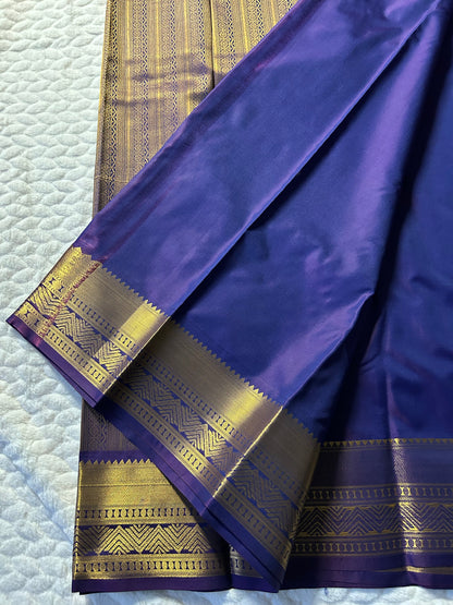 Kanchipuram Premium Semi Silk Saree – Indigo