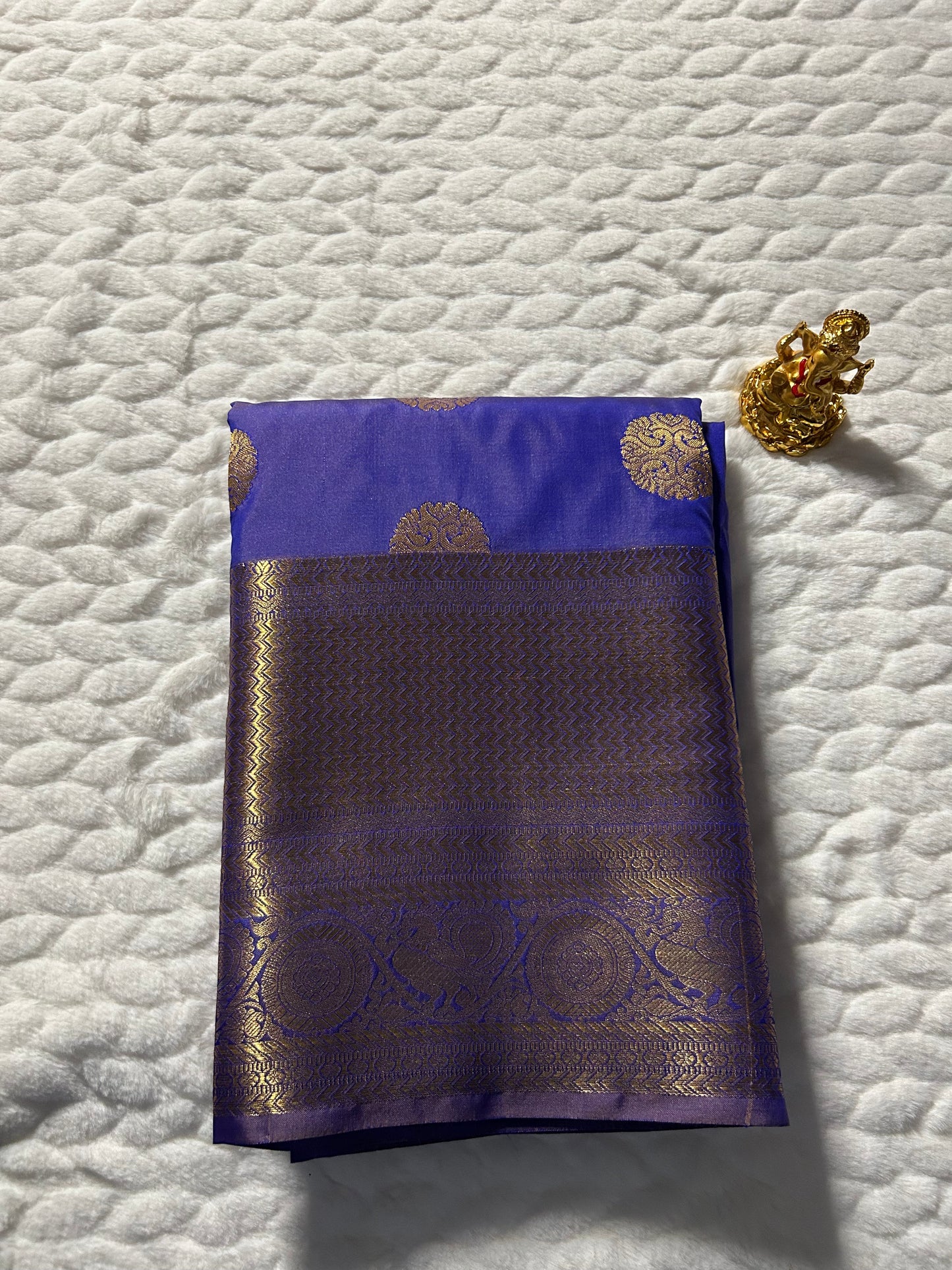 Kanchipuram Premium Semi Silk Saree – Dark Periwinkle