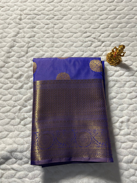 Kanchipuram Premium Semi Silk Saree – Dark Periwinkle