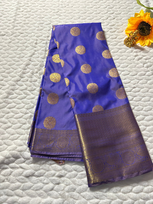 Kanchipuram Premium Semi Silk Saree – Dark Periwinkle