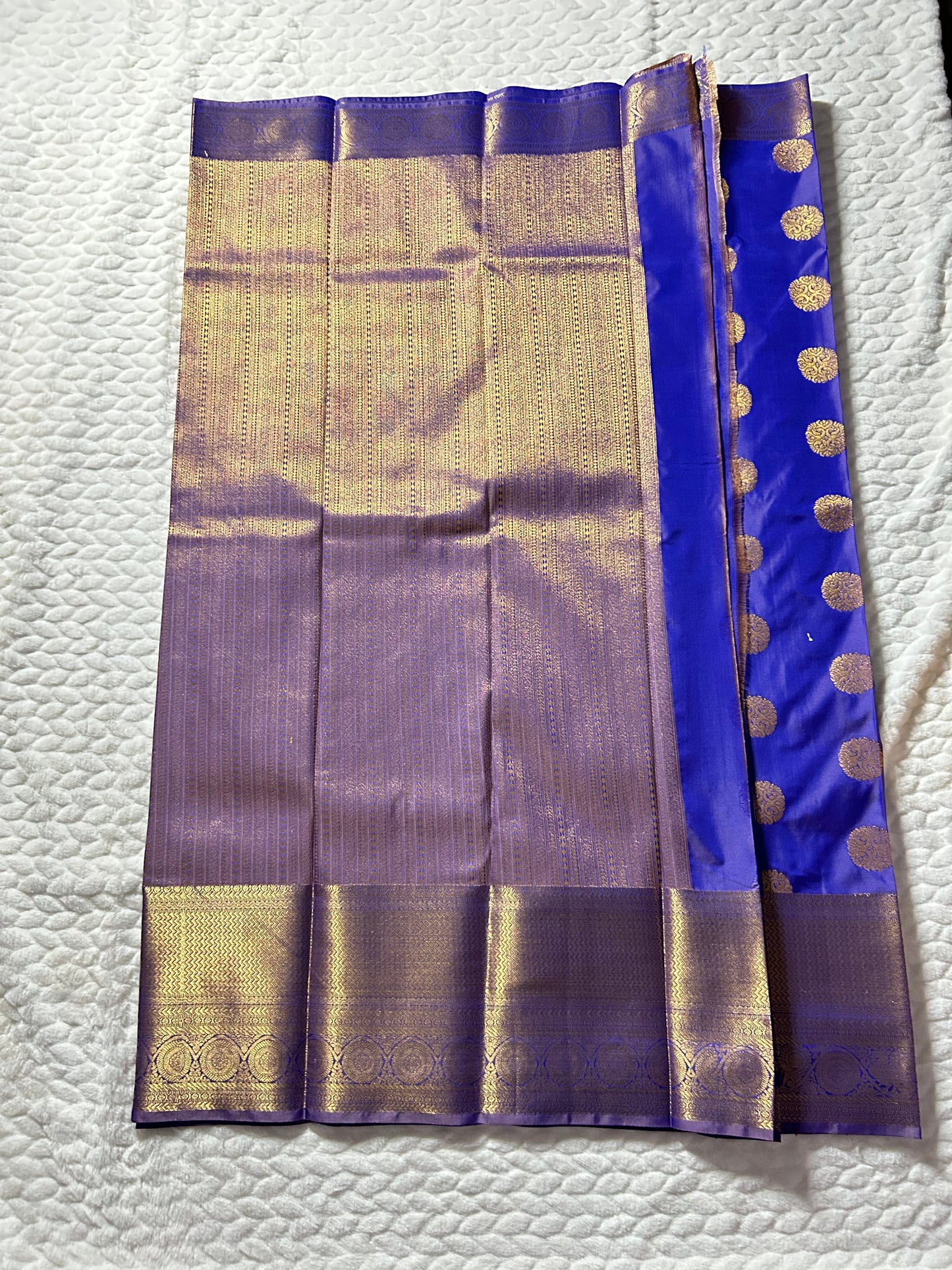 Kanchipuram Premium Semi Silk Saree – Dark Periwinkle