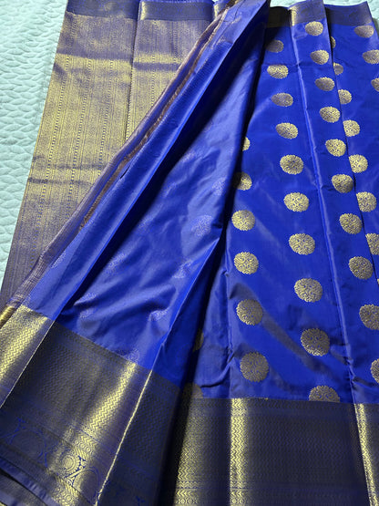 Kanchipuram Premium Semi Silk Saree – Dark Periwinkle