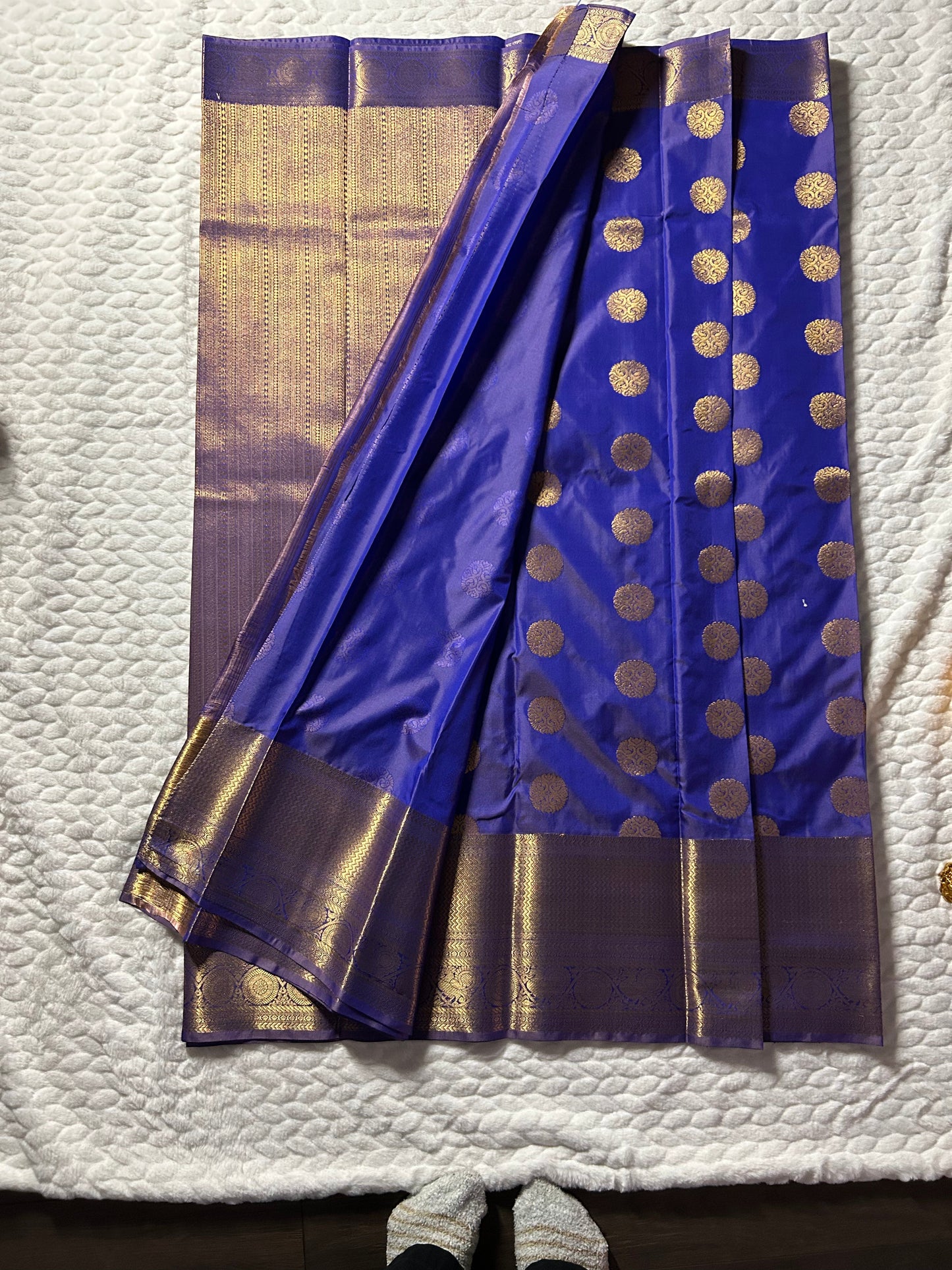 Kanchipuram Premium Semi Silk Saree – Dark Periwinkle