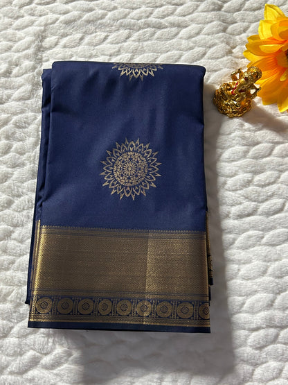 Kanchipuram Premium Semi Silk Saree – Navy