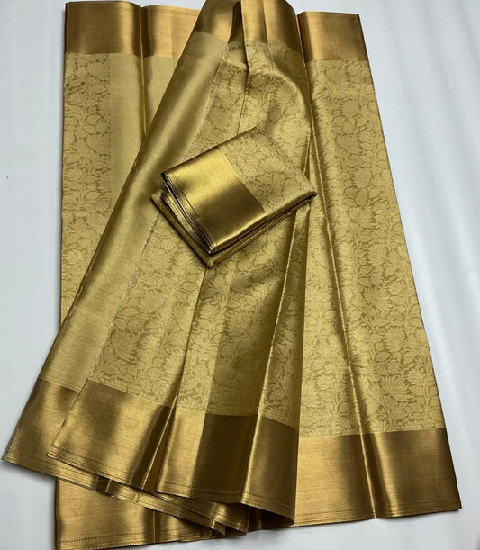 . Tissue Saree – Gold “Ambani” Style - Art Silk