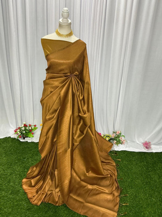 .Soft Olive Cream Soft Mixed Silk saree