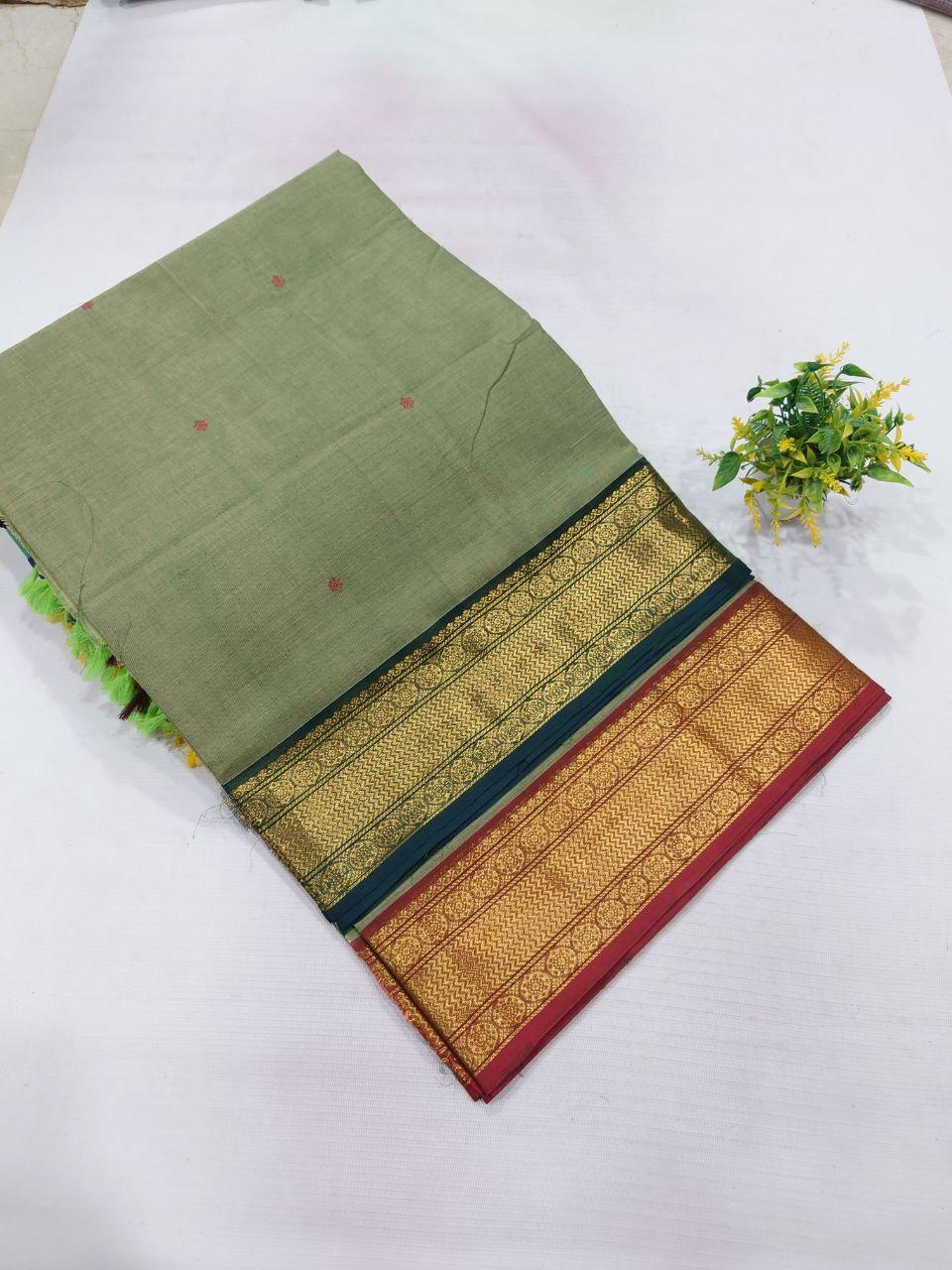 . Pure Kanchipuram Cotton Saree – Heritage from Tamil Nadu