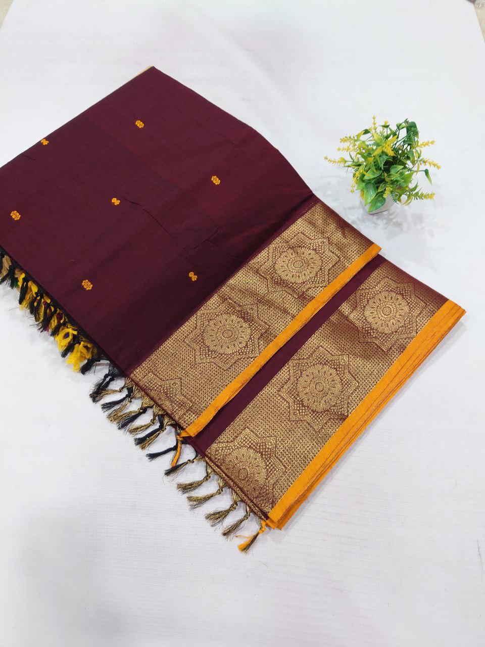 . Pure Kanchipuram Cotton Saree – Heritage from Tamil Nadu
