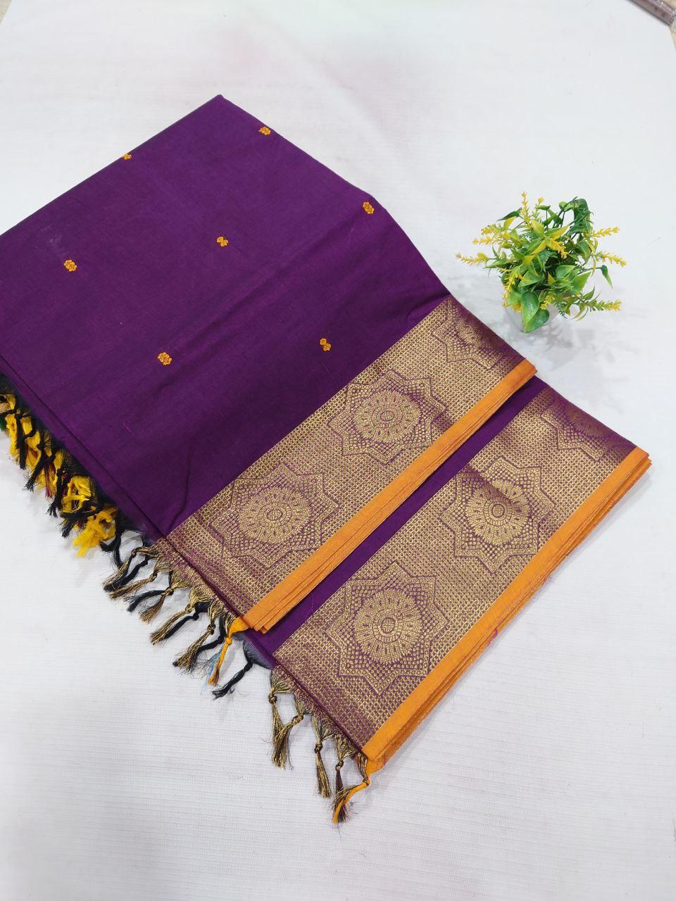 . Pure Kanchipuram Cotton Saree – Heritage from Tamil Nadu