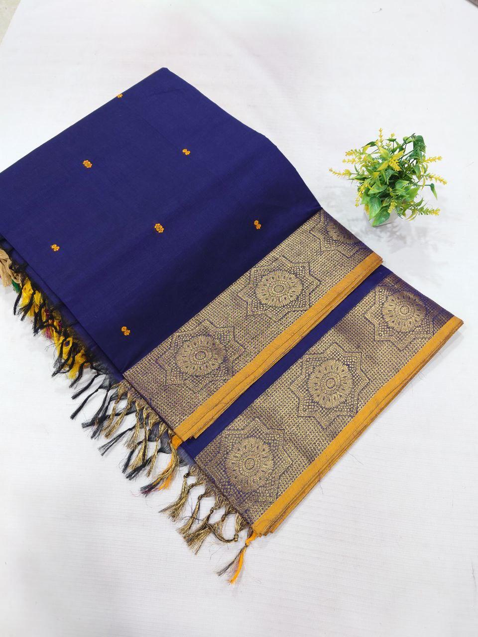 . Pure Kanchipuram Cotton Saree – Heritage from Tamil Nadu