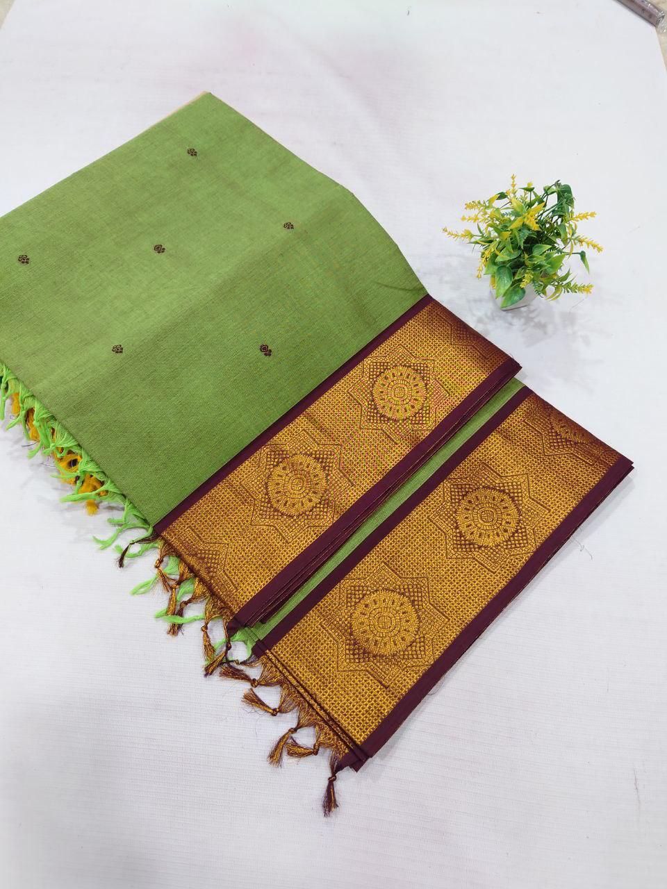 . Pure Kanchipuram Cotton Saree – Heritage from Tamil Nadu