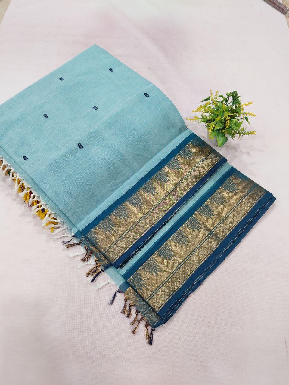 . Pure Kanchipuram Cotton Saree – Heritage from Tamil Nadu