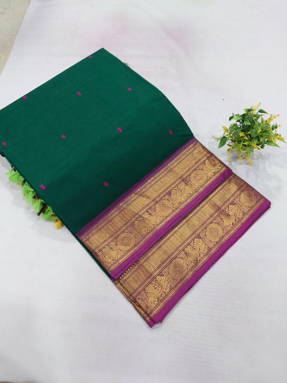 . Pure Kanchipuram Cotton Saree – Heritage from Tamil Nadu