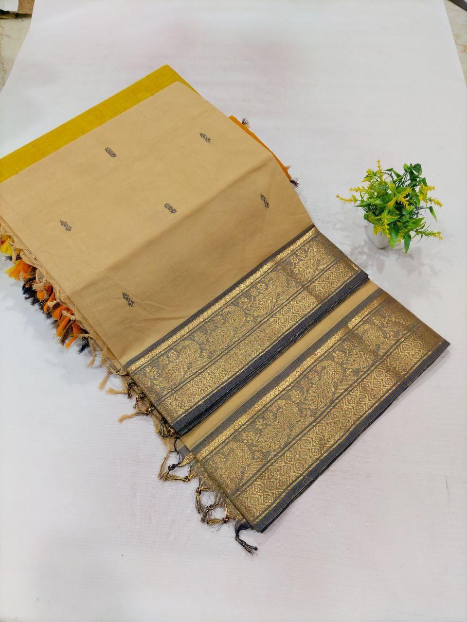 . Pure Kanchipuram Cotton Saree – Heritage from Tamil Nadu
