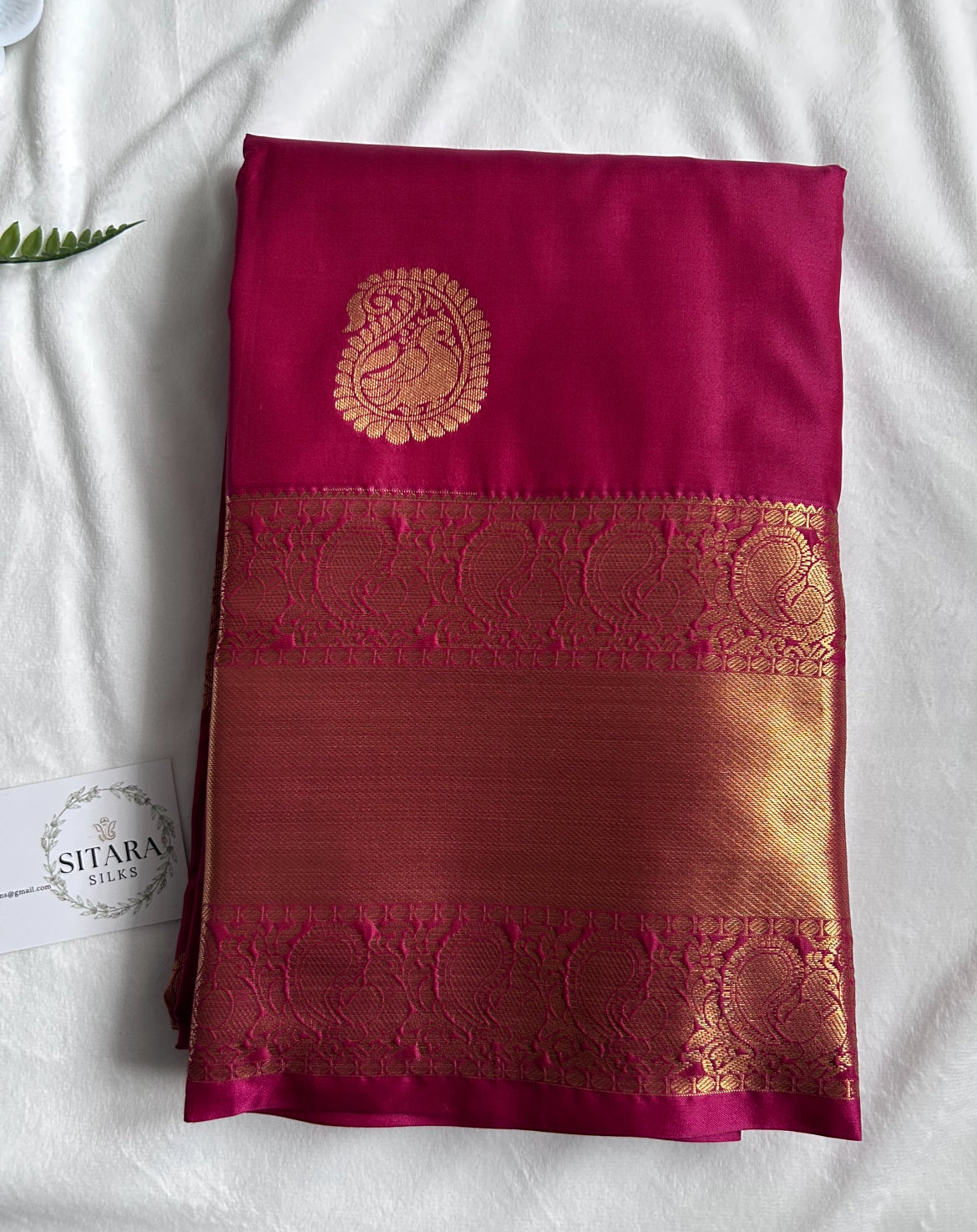 . Semi Kanchipuram Premium Silk Saree – Red with plum undertones