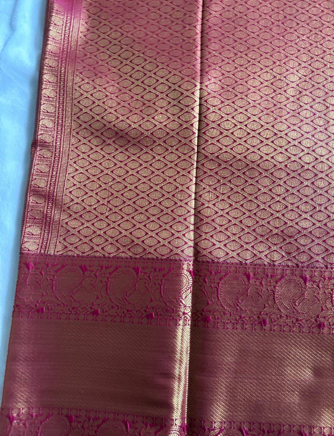 . Semi Kanchipuram Premium Silk Saree – Red with plum undertones