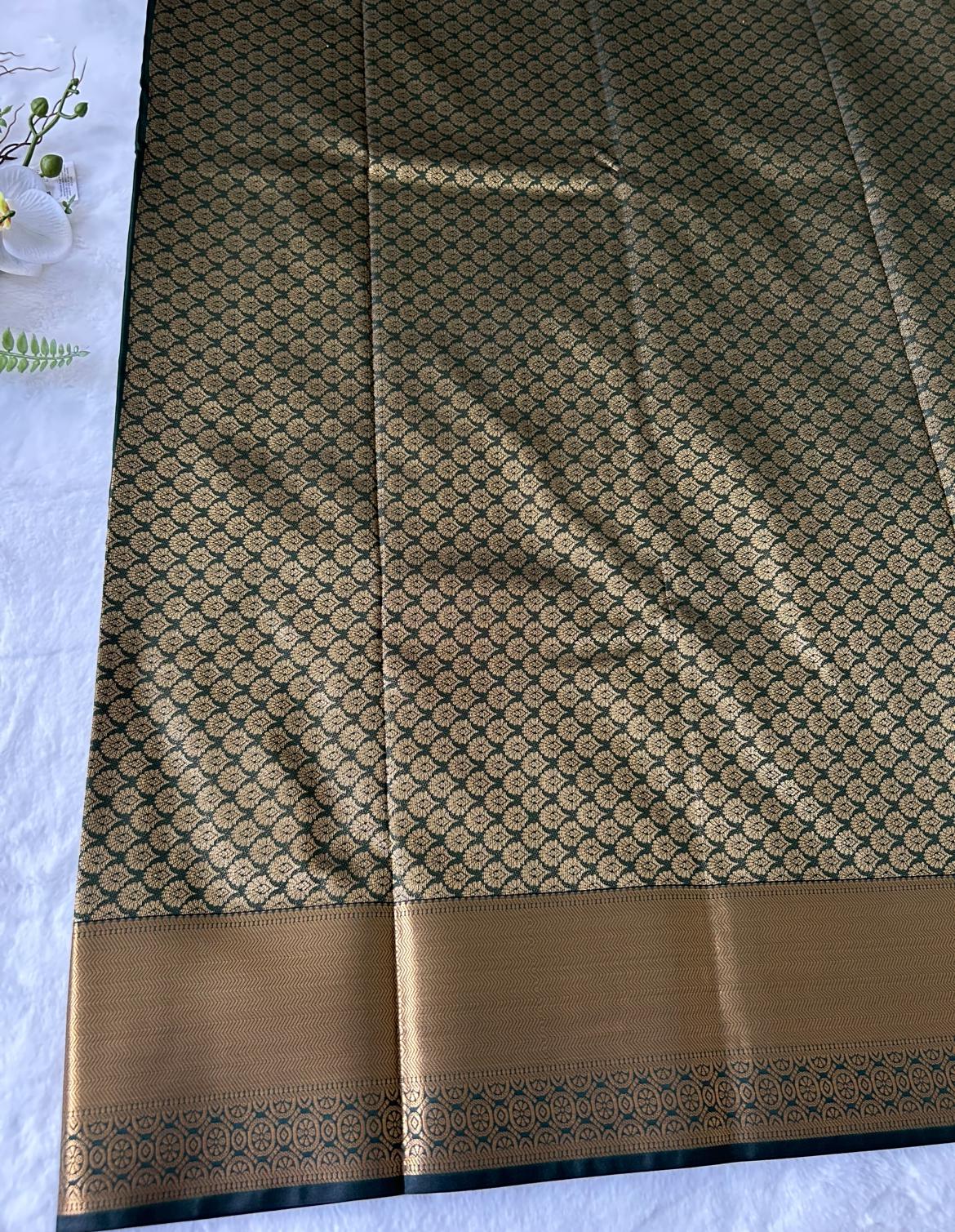 . Semi Kanchipuram Premium Silk Saree – Bottle GreenKanchipuram Premium Semi Silk Saree – Bottle Green