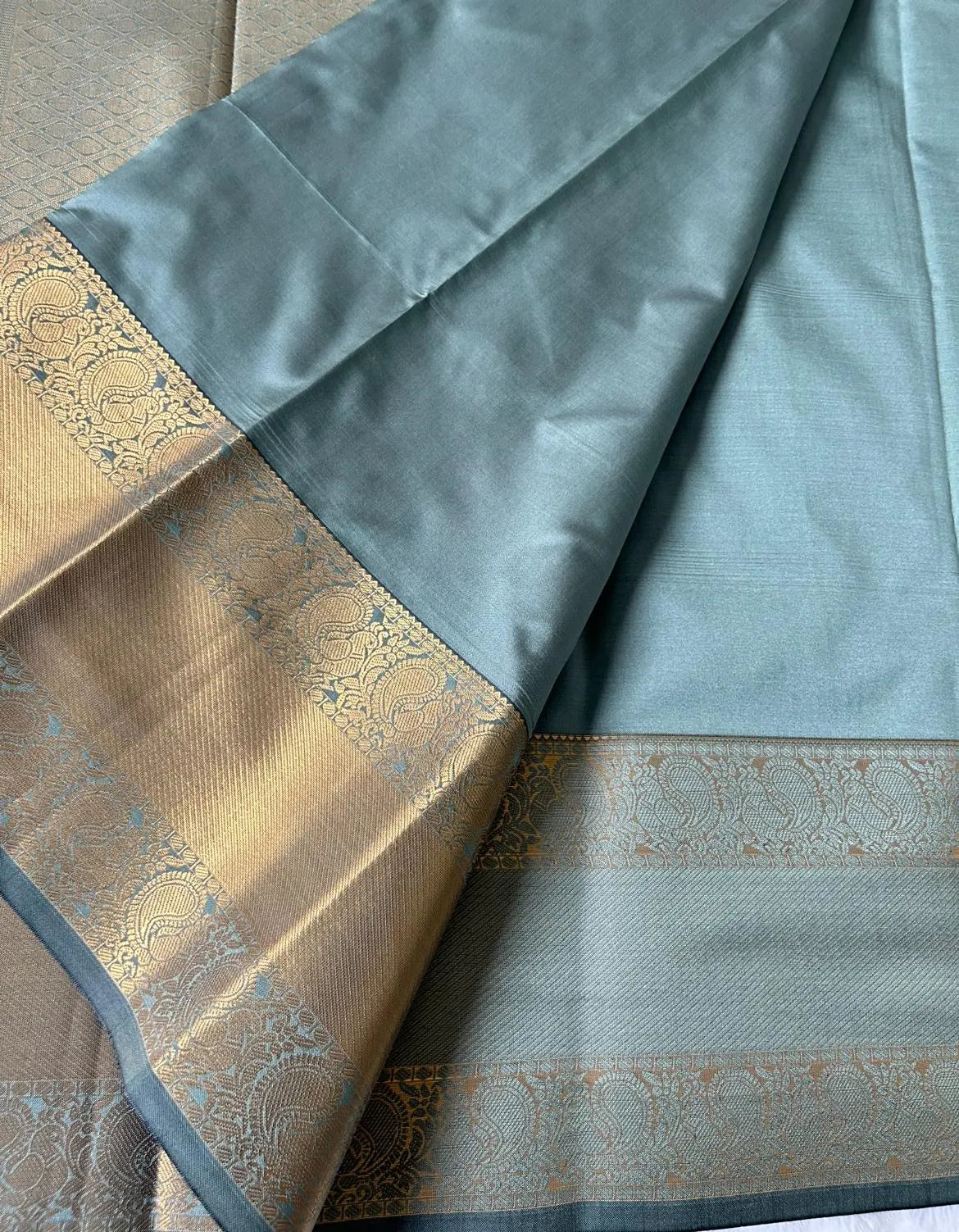 . Semi Kanchipuram Premium Silk Saree – Sage