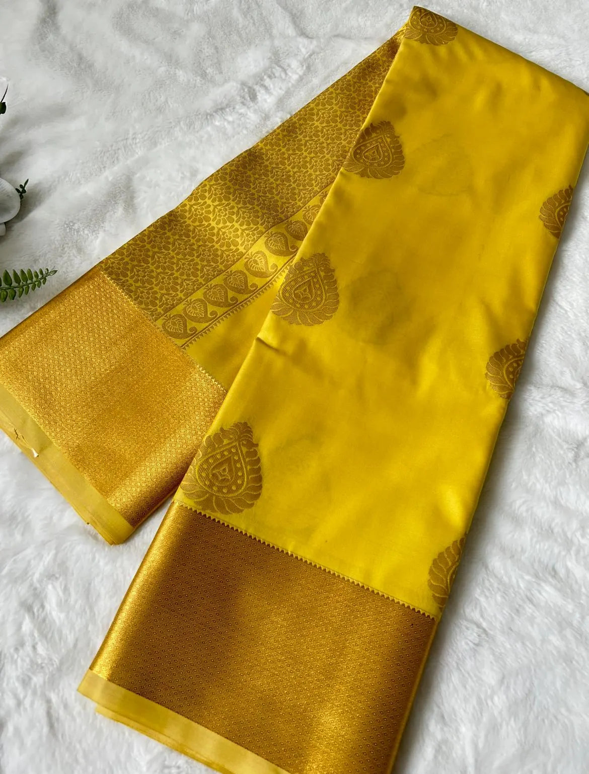 . Semi Kanchipuram Premium Silk Saree – YELLOW