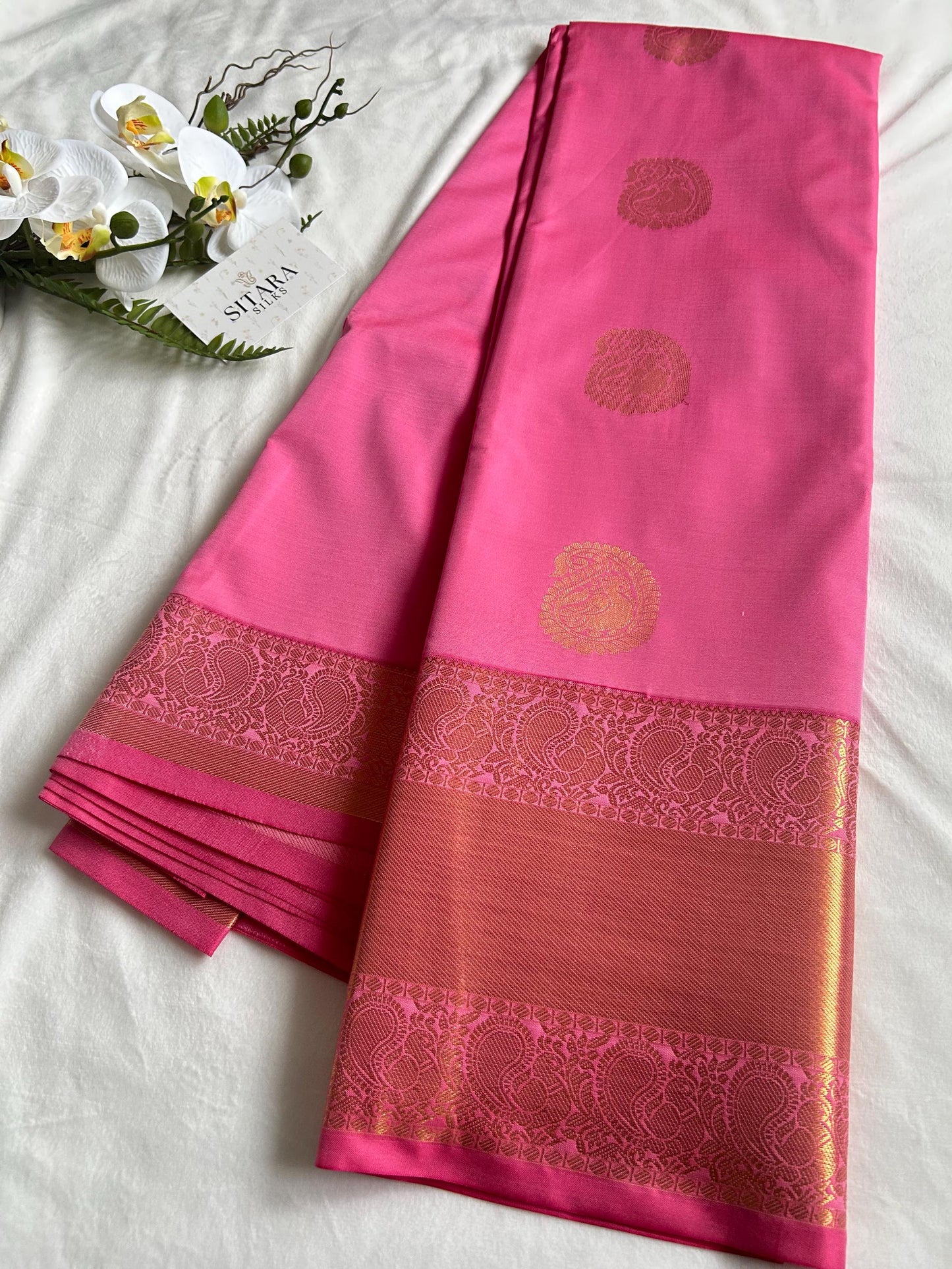 . Semi Kanchipuram Premium Silk Saree – PINK